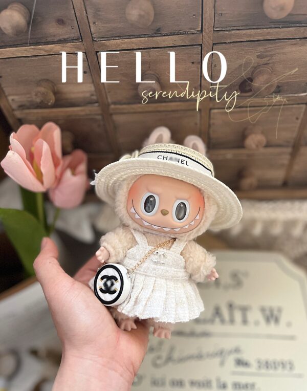 LABUBU 17cm Heartfelt Macaron Sitting Party Rubber Hanging Doll Clothes - Image 4
