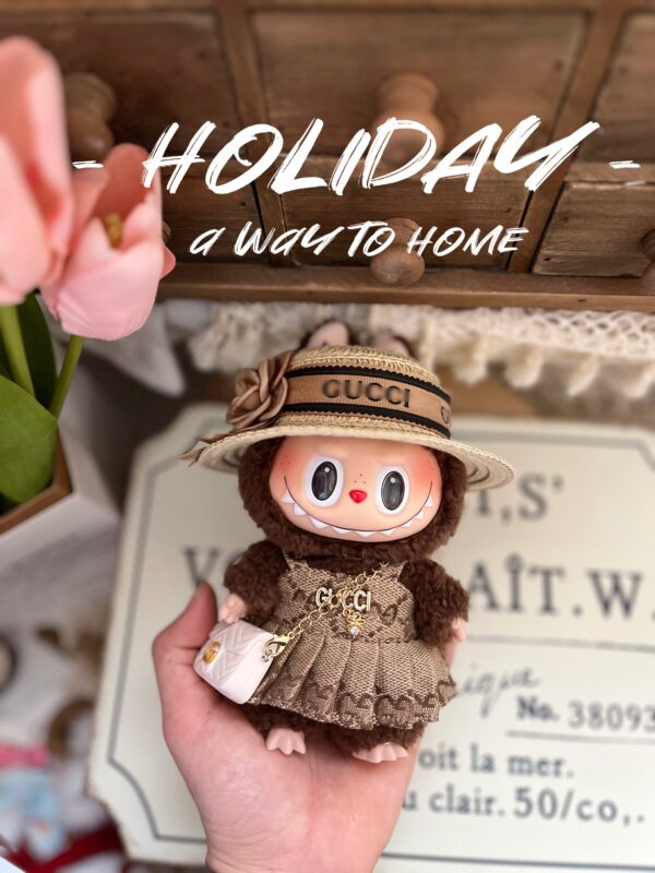 LABUBU 17cm Macaron 15cm Sitting Party Rubber Hanging Doll Clothes Outfit Change - Image 4