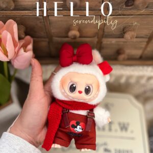 LABUBU 17cm/15cm PVC Keychain Doll with Mickey Outfit