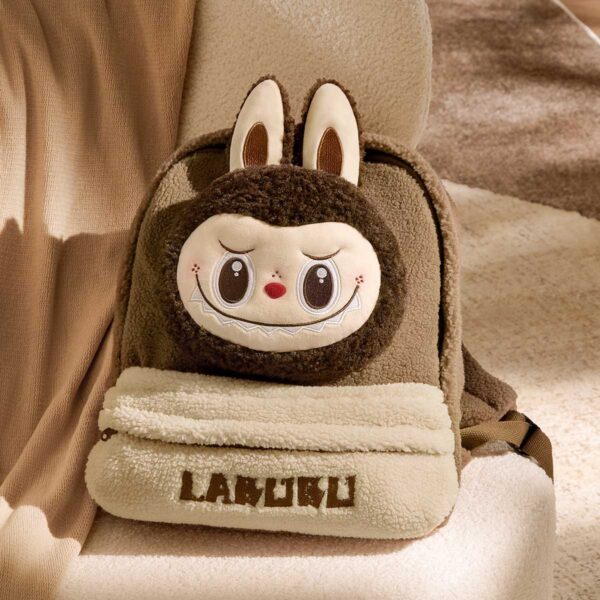 POPMART Classic Bag Series-LABUBU Berber Fleece Backpack (Brown) - Image 2