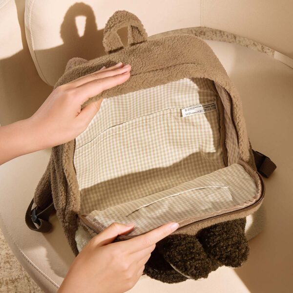 POPMART Classic Bag Series-LABUBU Berber Fleece Backpack (Brown) - Image 3