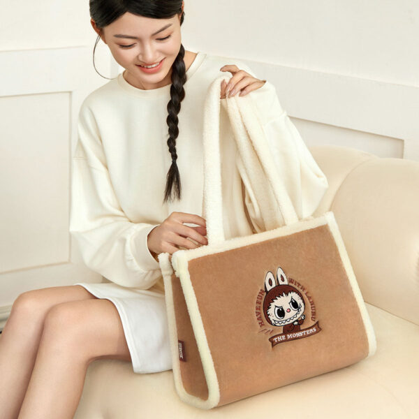 POP MART Classic Bag Series- LABUBU Plush Tote Bag (Brown) - Image 2