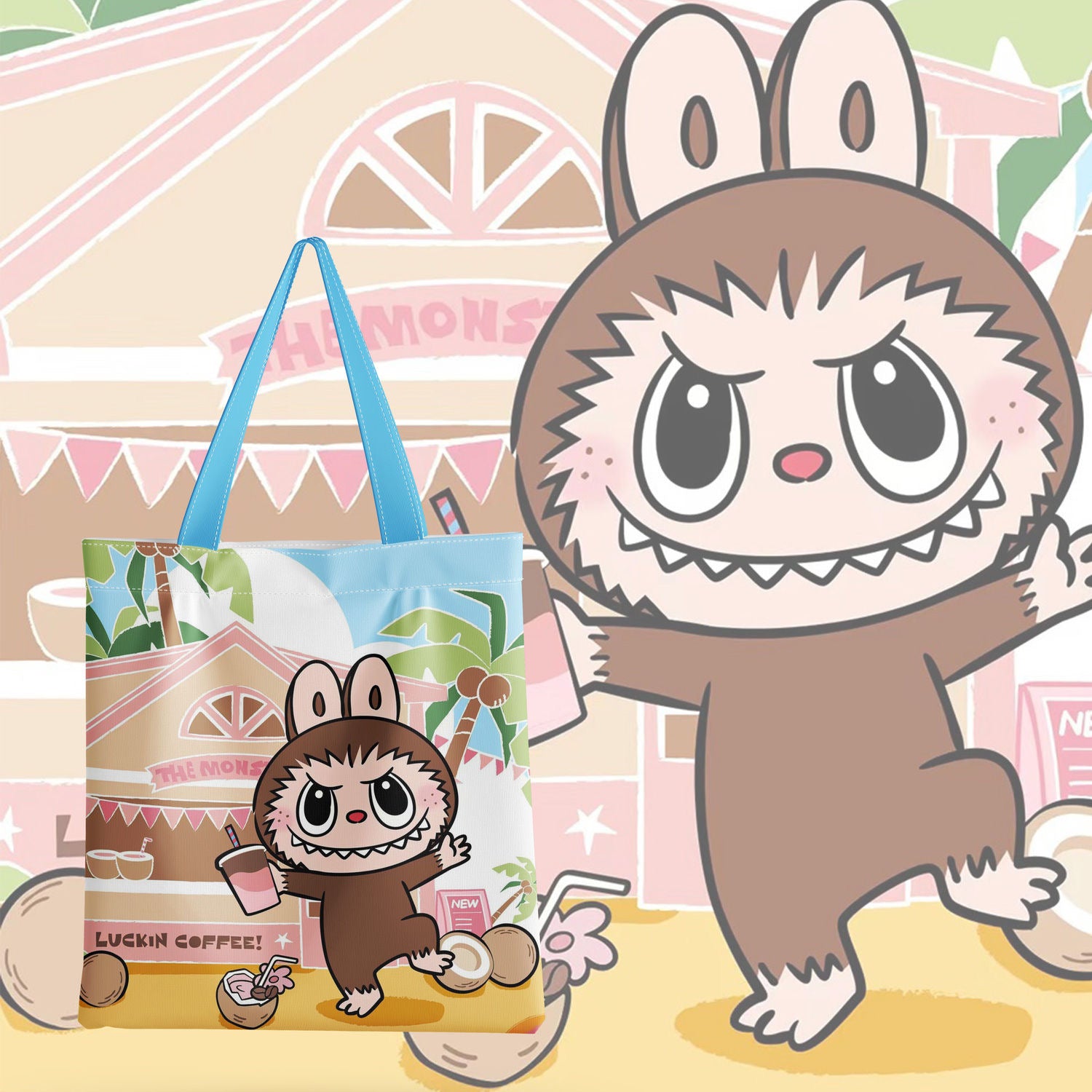 Labubu Cute Canvas Bag Includes zipper - Image 2