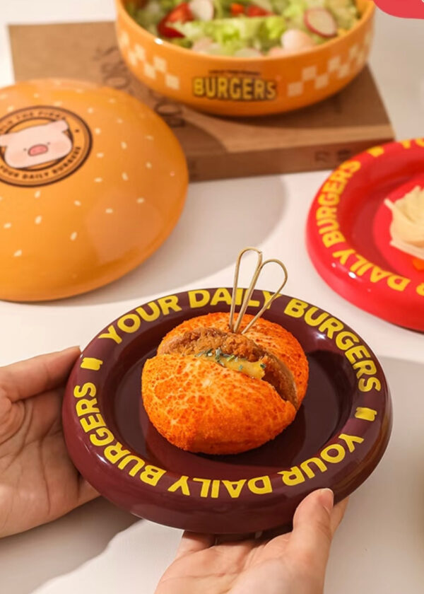 Lulupig Cute Burger Dinner Plate Set - Image 5