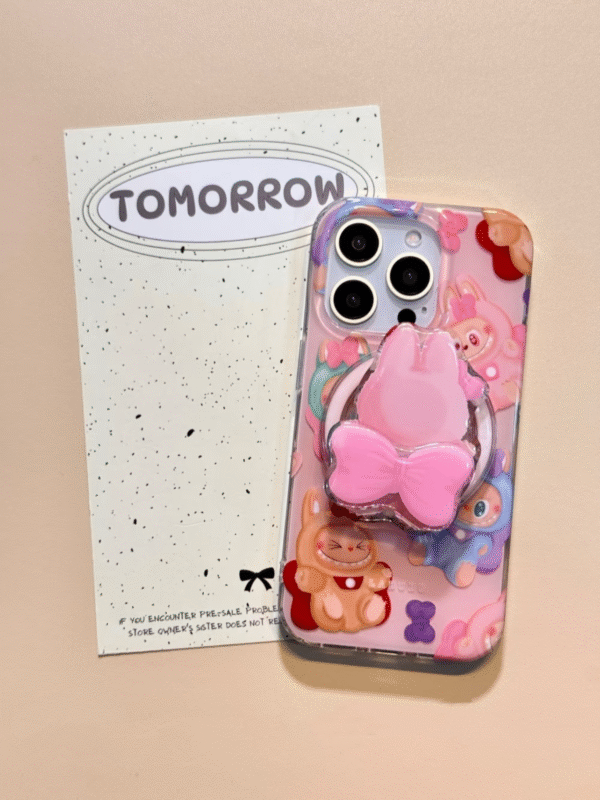 Pink Bowtie Labubu Phone Case - Image 2