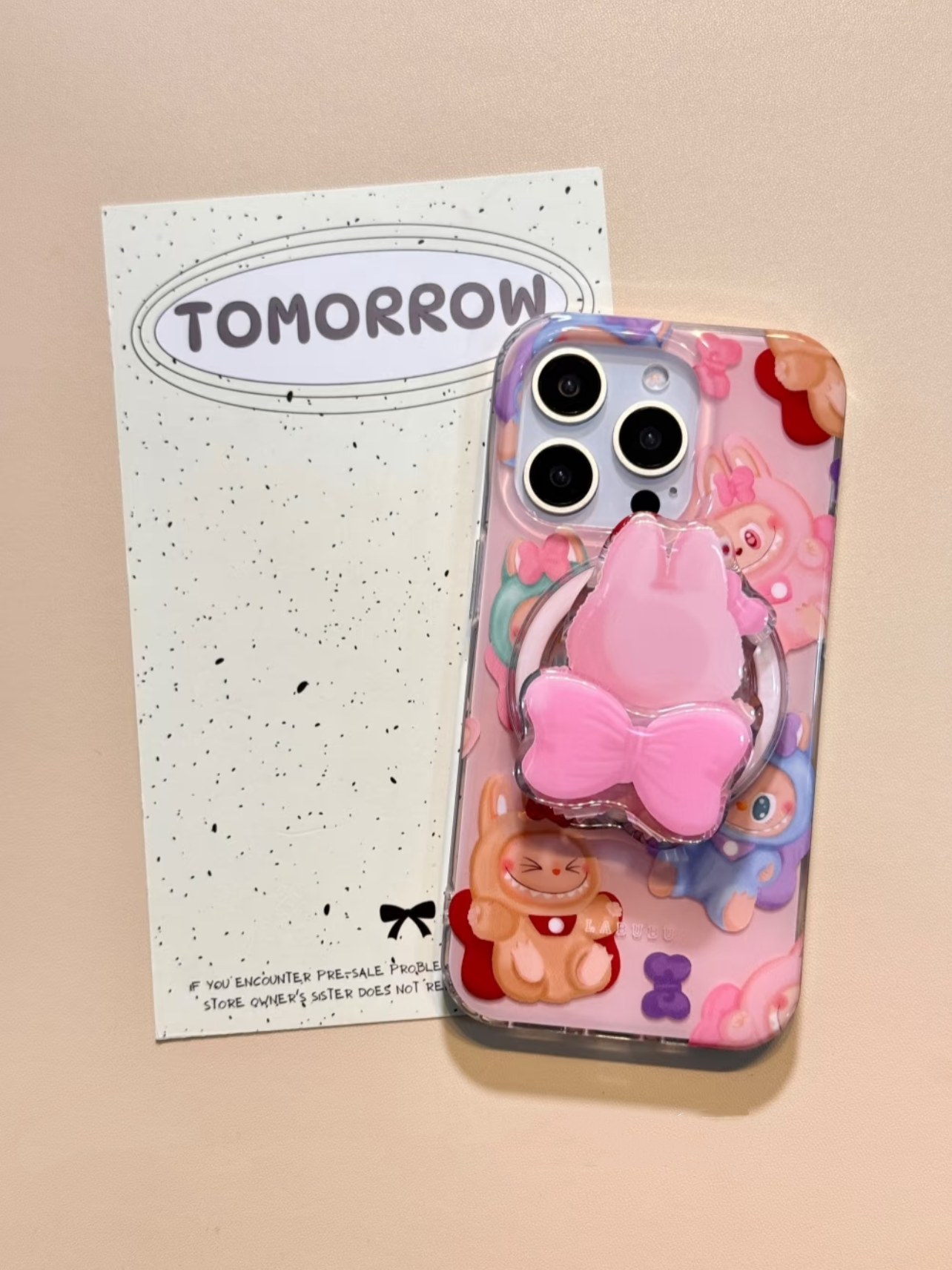 Pink Bowtie Labubu Phone Case - Image 2